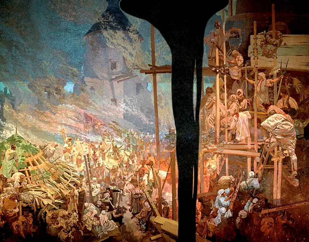 Defense of Sziget against the Turks by Nicholas Zrinsky in Detail Alphonse Mucha